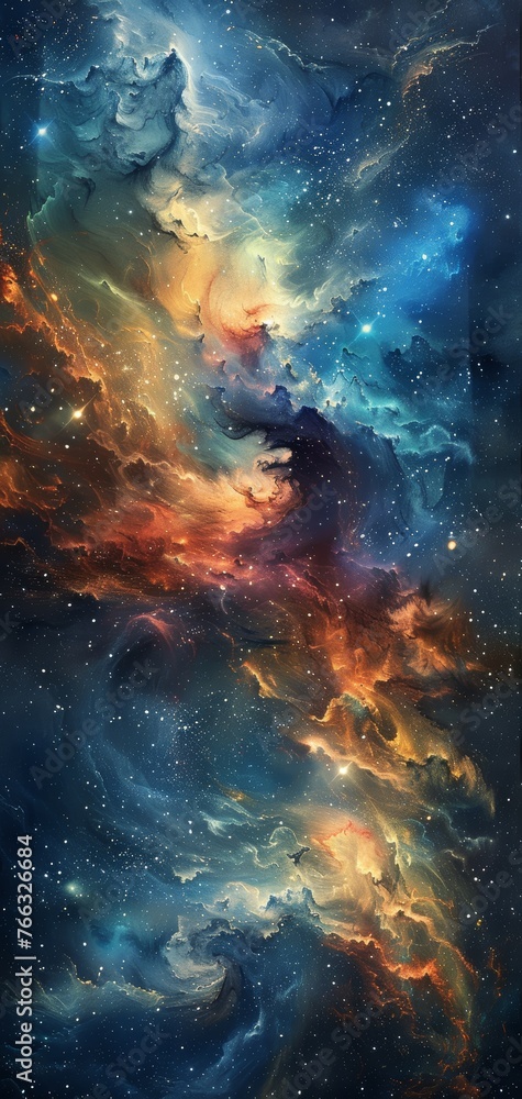 Realistic Watercolor Galaxy Nebula and Stars Art Generative AI
