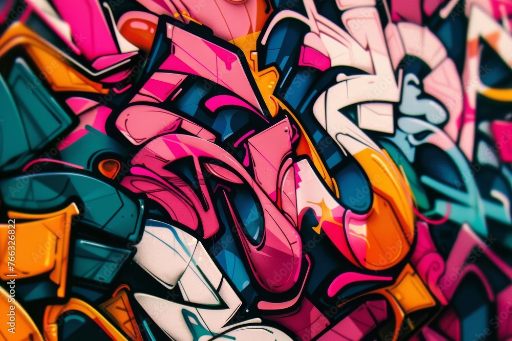 Graffiti Wall Abstract Background, Artistic Pop Art Backdrop, Generative AI Illustration
