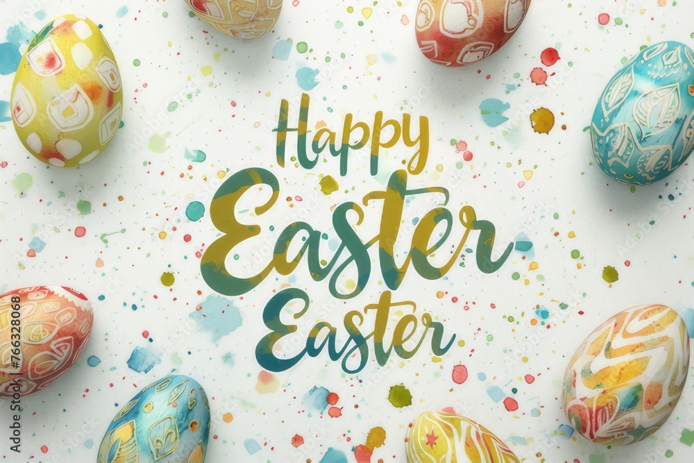 Postcard Happy Easter Watercolor Postcard Happy Easter Watercolor