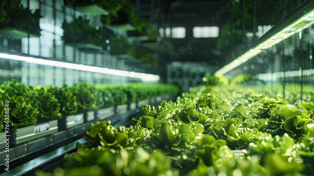 Rows of Lettuce Growing in a Greenhouse Rows of Lettuce Growing in a Greenhouse