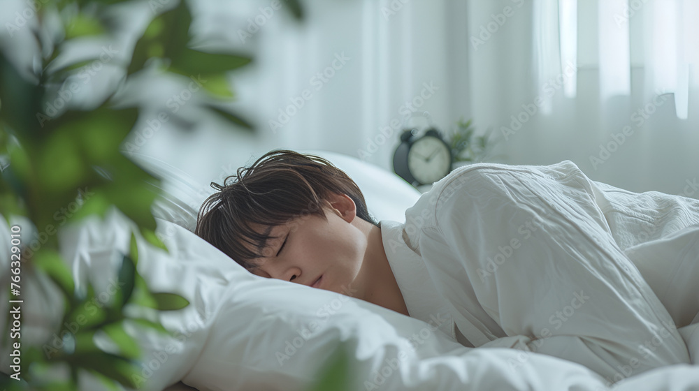 person sleeping on bed, Generative AI person sleeping on bed, Generative AI
