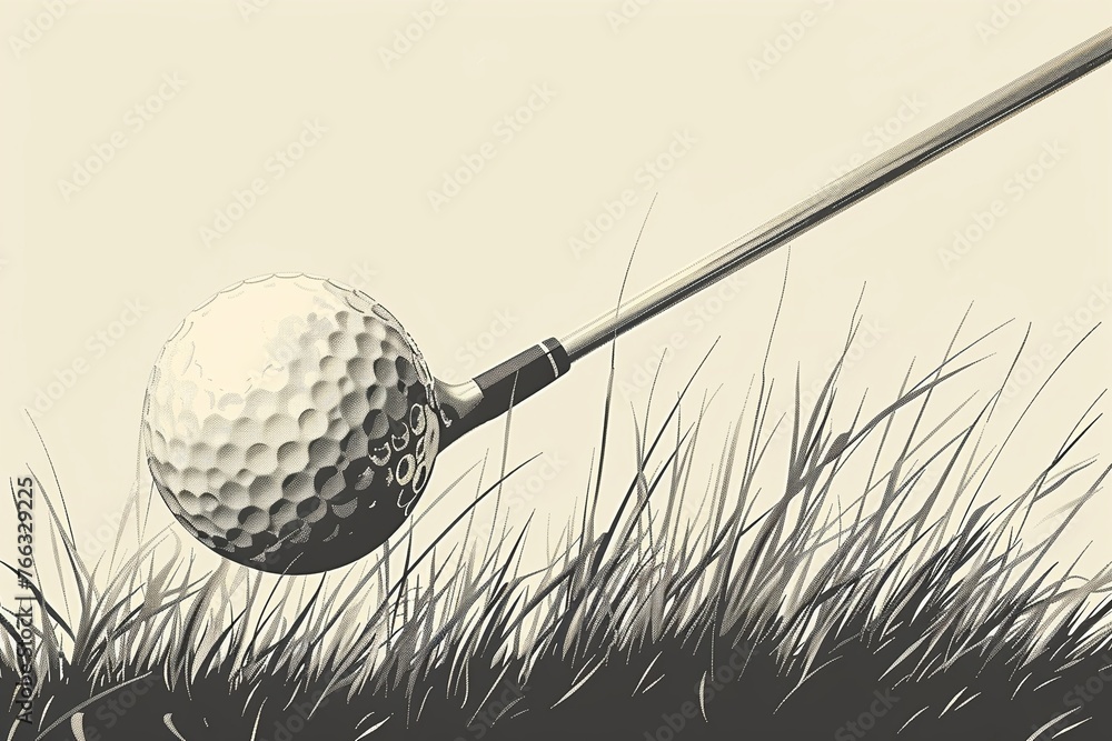 Golf Vector Texture Golf club and ball stylized clipart sepia shading grass texture Stock ...