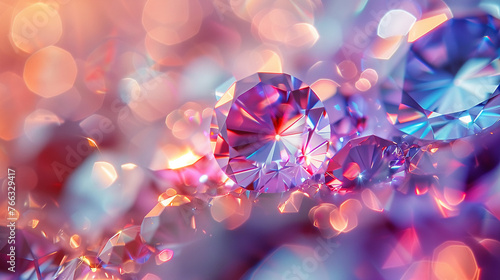 Rare gemstones abstract, beautiful facets, vivid pastel glow, blurred surroundings © Xistudio