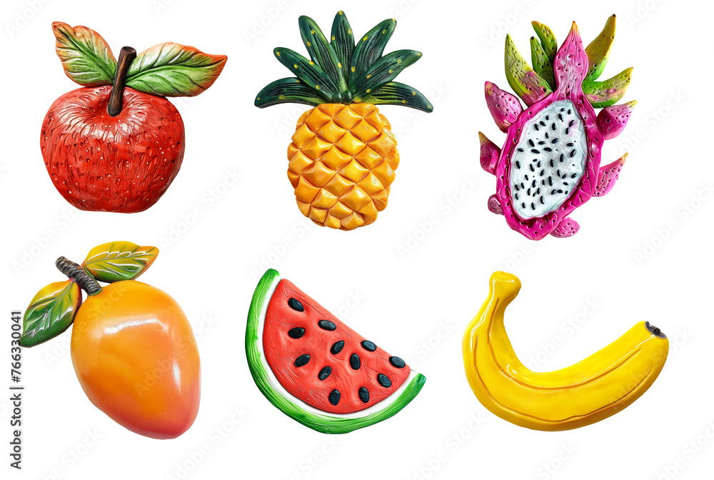 custom made wallpaper toronto digitalRefrigerator magnets decoration set. Tropical fruts, vegetarian, vegan art