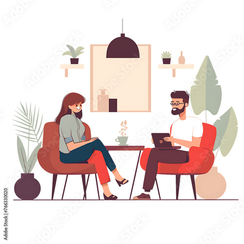 Office Coworkers Communication Trendy Flat Vector Conceptn   photo