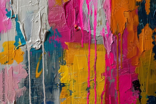 Abstract Art of Dripping Paint on Raw Paper