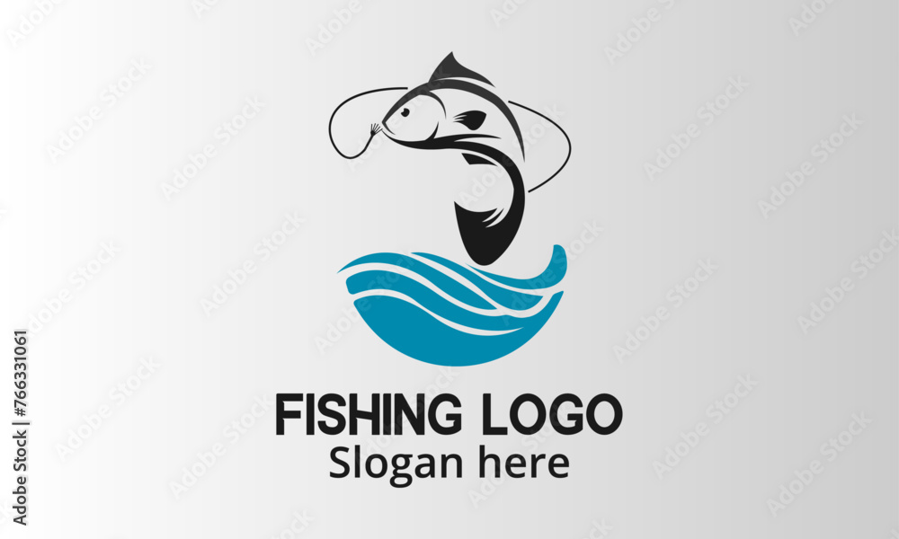 Creative flat design fishing logo