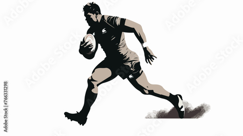 Athletic Male Rugby Player Silhouette flat vector iso © RedFish