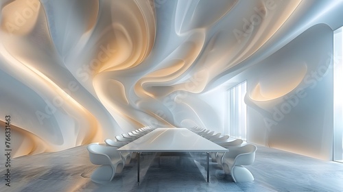 Fluid and Ethereal Meeting Room with Dissolving Walls and Flowing Forms