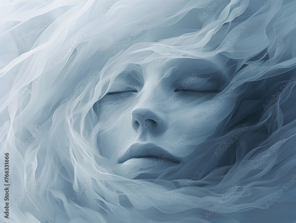 Ethereal Serenity A Tranquil Feminine Portrait Amidst a Soothing Monochromatic Palette Ethereal Serenity A Tranquil Feminine Portrait Amidst a Soothing Monochromatic Palette