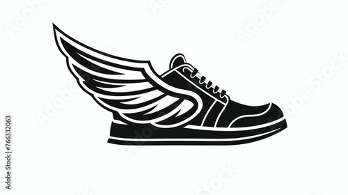 Black and white plato winged shoe icon and logo illus photo