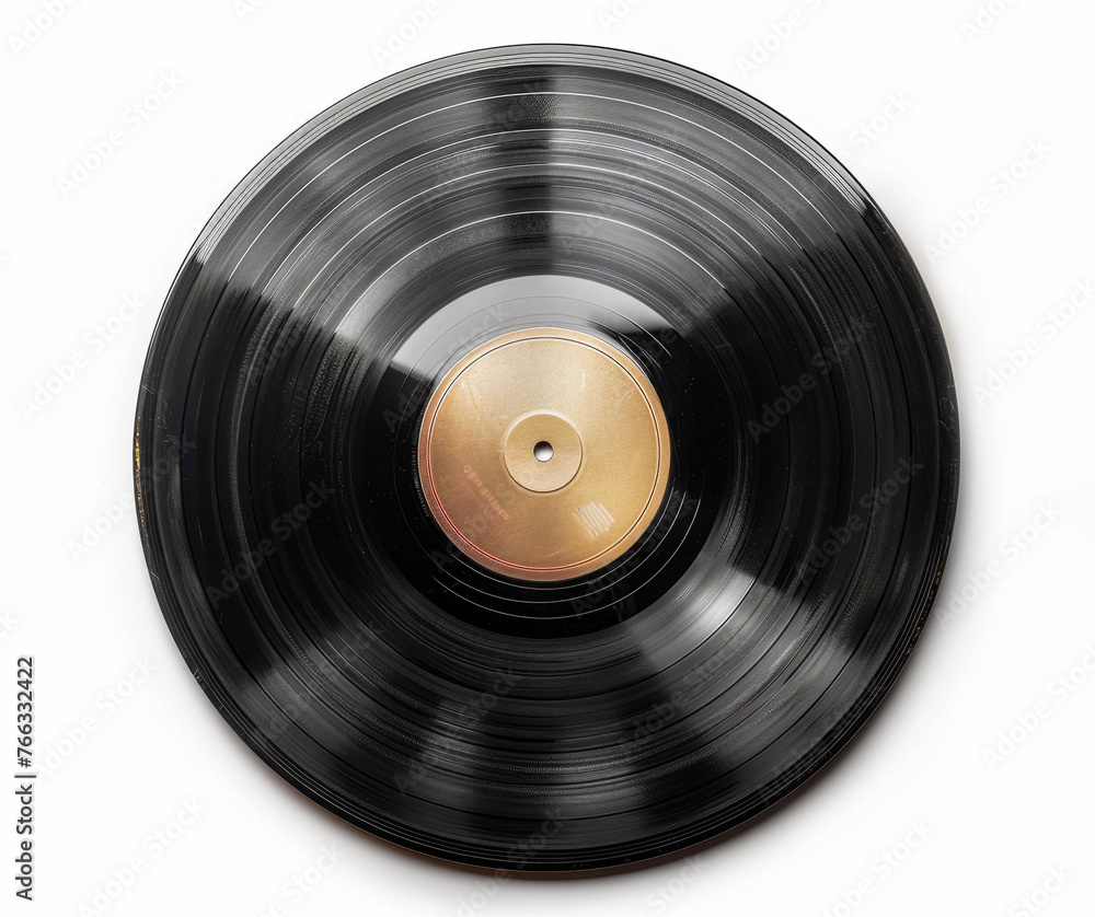 Obraz premium Classic vinyl record on white background depicting retro music nostalgia