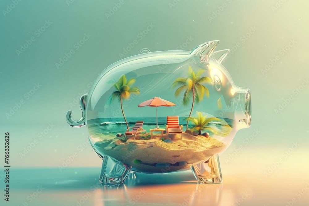 llustration of a transparent piggy bank. The inside of the piggy bank ...