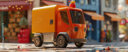 A toy truck with a clown figure perched on top, adding playfulness and charm to the scene
