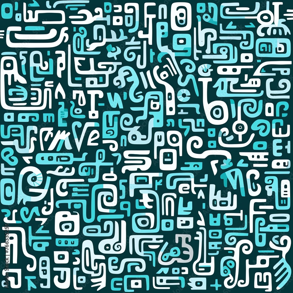 Repeated pattern of abstract lines and symbols, minimalistic maze labyrinth concept