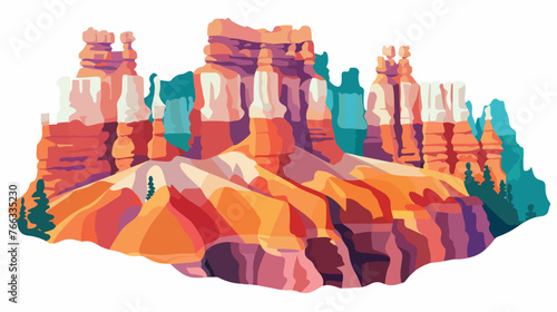 Colorful rocks in Bryce Canyon flat vector photo