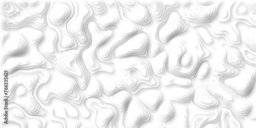 3D Papercut Stylized White topographic contour scheme and terrain. Topography grid map. Contour map background. Geographic line mountain relief. Abstract lines or wavy backdrop background.