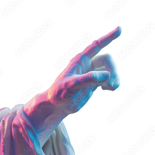 Statue Hand Pointing in Vaporwave Style