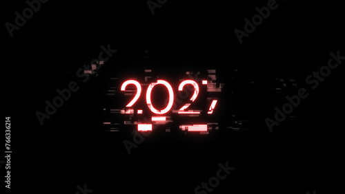 3D rendering 2027 text with screen effects of technological glitches