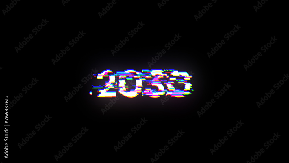 3D rendering 2030 text with screen effects of technological glitches 3D rendering 2030 text with screen effects of technological glitches