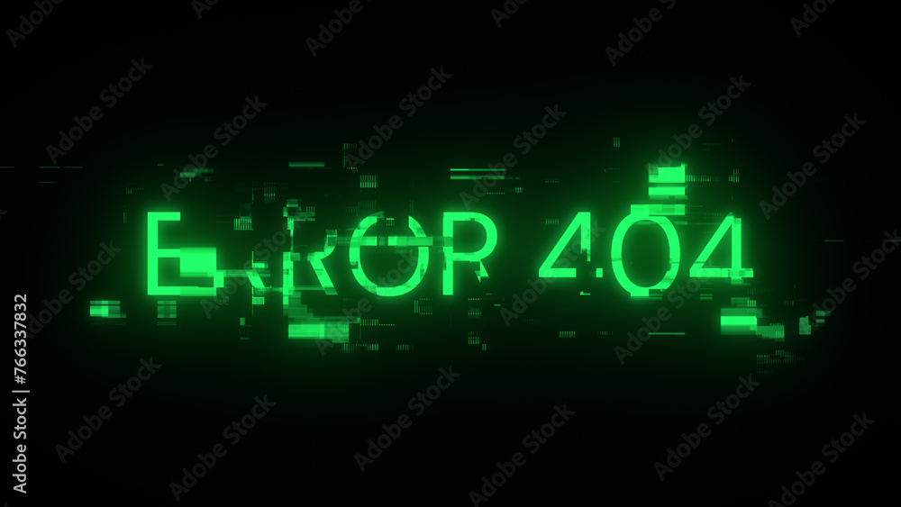 3D rendering error 404 text with screen effects of technological glitches 3D rendering error 404 text with screen effects of technological glitches
