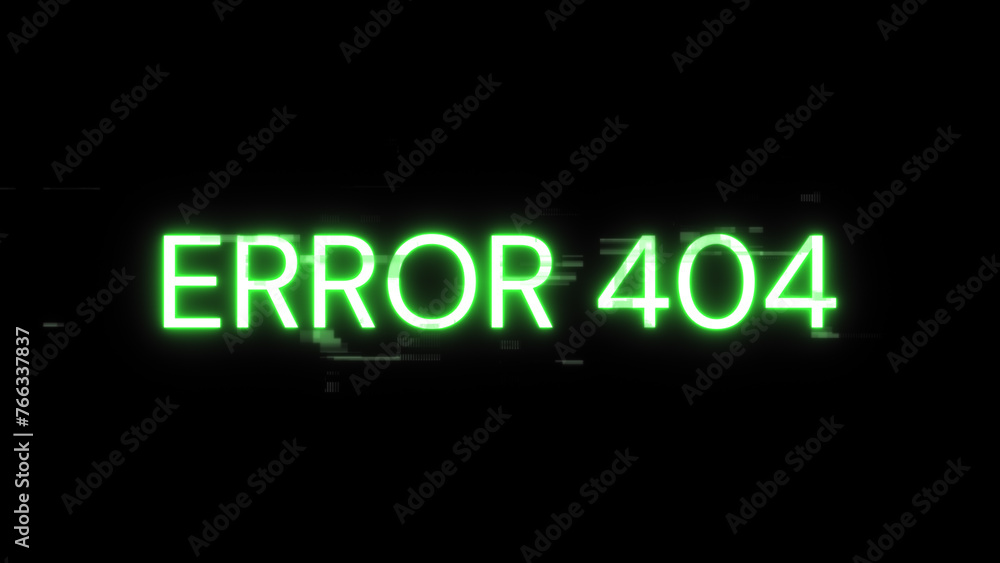 3D rendering error 404 text with screen effects of technological glitches 3D rendering error 404 text with screen effects of technological glitches