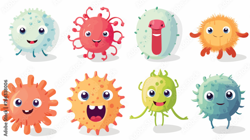 Different interesting funny cartoon figure bacteria