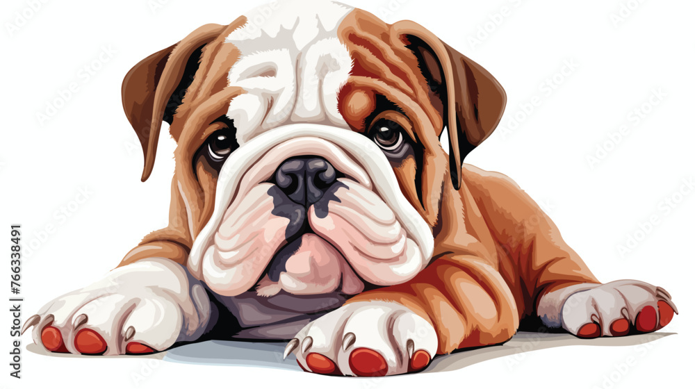 Drawing dog breed english bulldog puppy