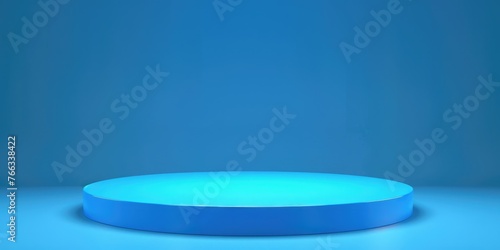 Blue Platform for Displaying Products - Empty Round Pedestal Design for Advertising and Presentations
