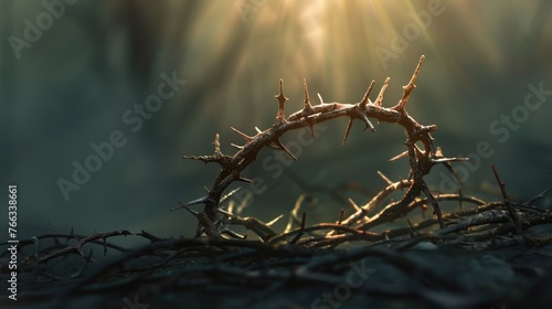 Crown of Thorns: A Symbol of Christianity and Sacrifice. Isolated Image with Sharp, Thorny Details Perfect for Easter and Religious Themes