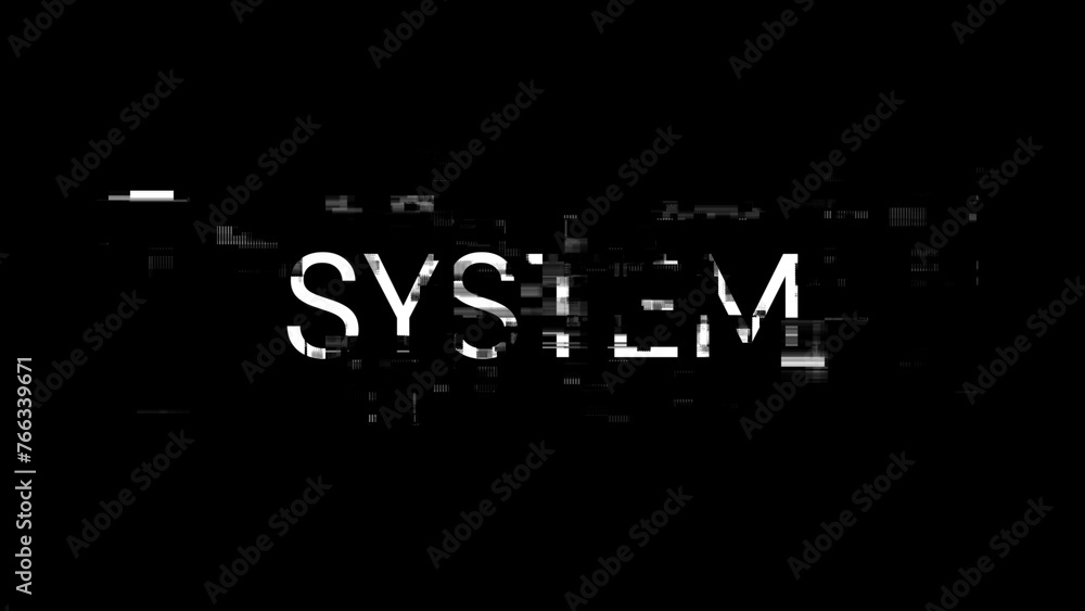 3D rendering system text with screen effects of technological glitches 3D rendering system text with screen effects of technological glitches