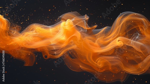  A yellow flame against a dark background  slightly blurred by the surrounding smoke