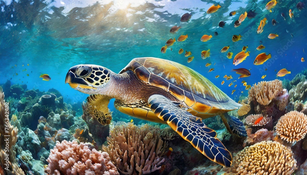 Sea turtle in the ocean Sea turtle in the ocean