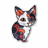multi-colored bright cat, sticker on a white background