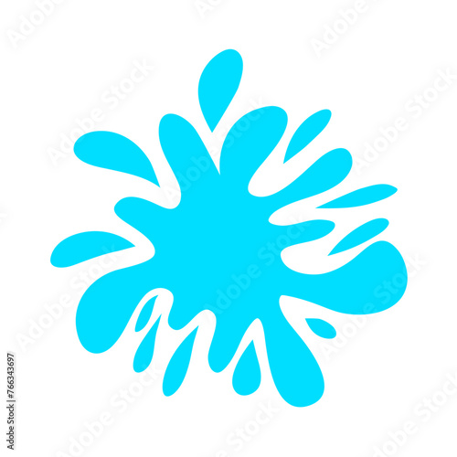 Paint splattered sky blue. Flat collection splash round  fluid decorative shapes. Cartoon splash. Isolated vector illustration