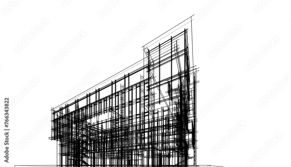 Modern office building concept 3d drawing Modern office building concept 3d drawing