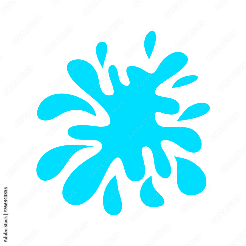 Paint splattered sky blue. Flat collection splash round, fluid decorative shapes. Cartoon splash. Isolated vector illustration Paint splattered sky blue. Flat collection splash round, fluid decorative shapes. Cartoon splash. Isolated vector illustration
