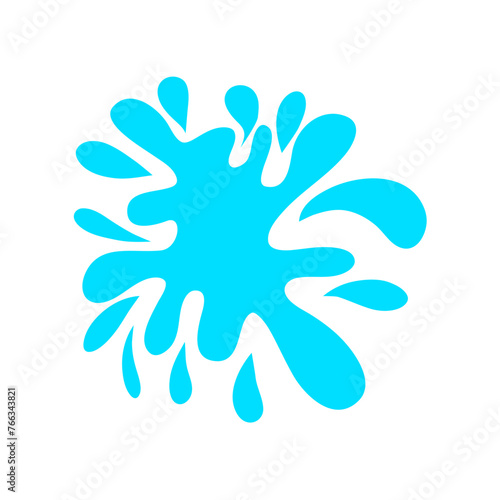 Paint splattered sky blue. Flat collection splash round, fluid decorative shapes. Cartoon splash. Isolated vector illustration