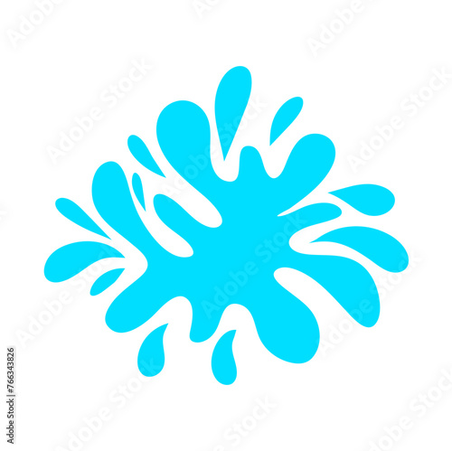 Paint splattered sky blue. Flat collection splash round, fluid decorative shapes. Cartoon splash. Isolated vector illustration