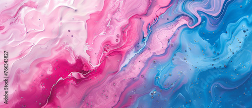 A soft, elegant swirl of pinks and blues creates a peaceful, almost romantic abstract marbling effect