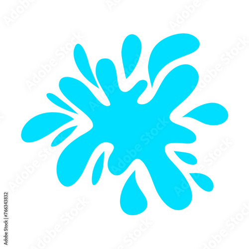 Paint splattered sky blue. Flat collection splash round, fluid decorative shapes. Cartoon splash. Isolated vector illustration