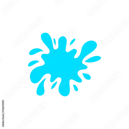 Paint splattered sky blue. Flat collection splash round, fluid decorative shapes. Cartoon splash. Isolated vector illustration