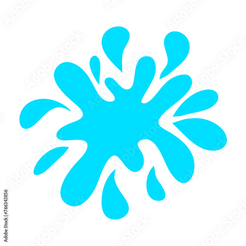 Paint splattered sky blue. Flat collection splash round, fluid decorative shapes. Cartoon splash. Isolated vector illustration