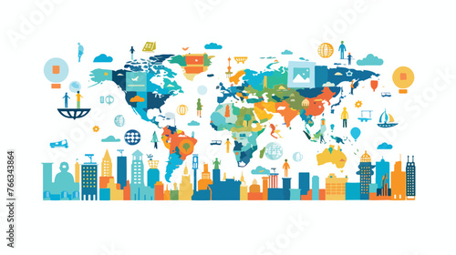 Global Business Expansion Scenes flat vector isolated