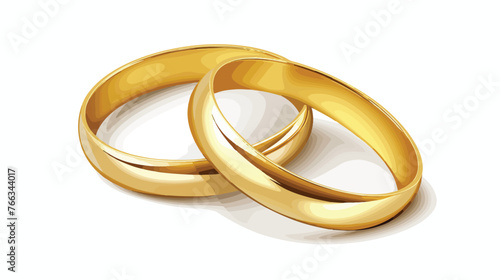 Gold Wedding Rings flat vector isolated on white background