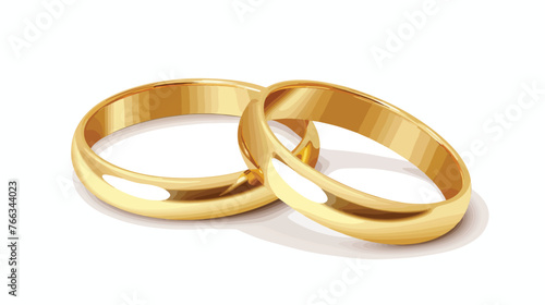 Gold Wedding Rings flat vector isolated on white background