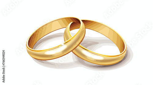 Gold Wedding Rings flat vector isolated on white background