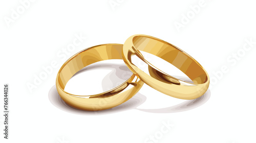 Gold Wedding Rings flat vector isolated on white background