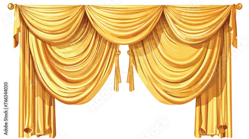 Golden Curtains flat vector isolated on white background
