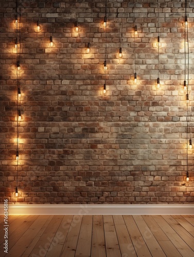 Room with brick wall and black lights background